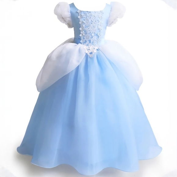 Kids Blue & White Tulle Princess Costume Dress - Picture 1 of 16